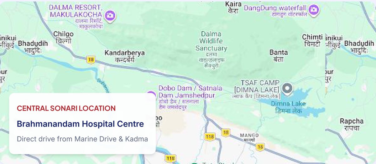 Map showing the location of Brahmanandam Hospital Centre in Sonari, Jamshedpur